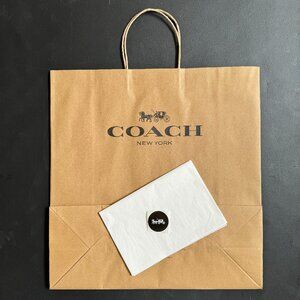 Coach Brown Paper Shopping Gift Bag & Handle & Tissue Large 18" x 18 1/2 x 7”